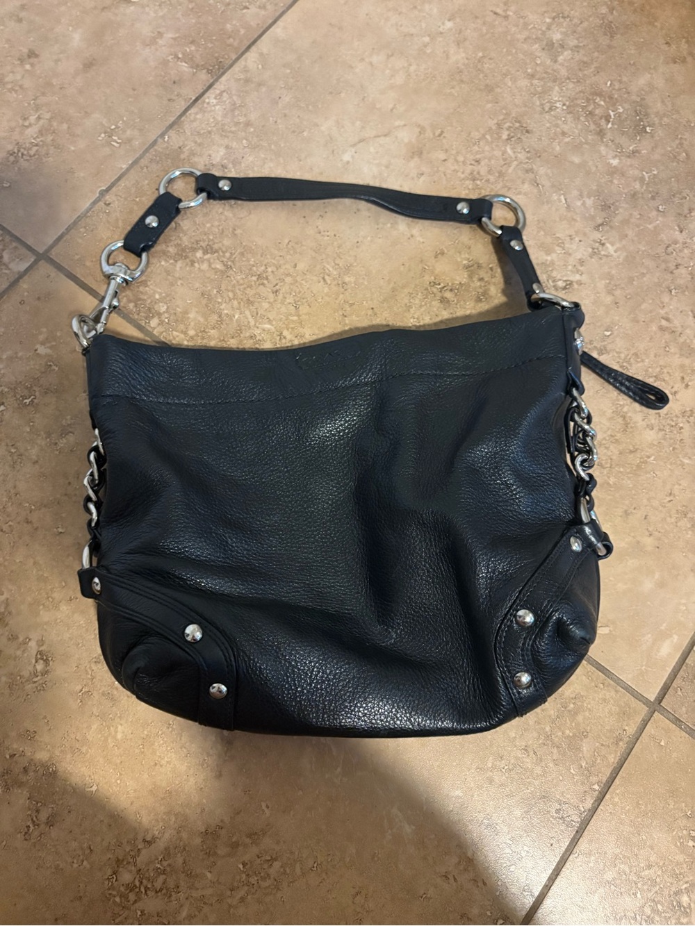 Coach Black Leather Shoulder Bag with Silver Hardware - Picture 2 of 4